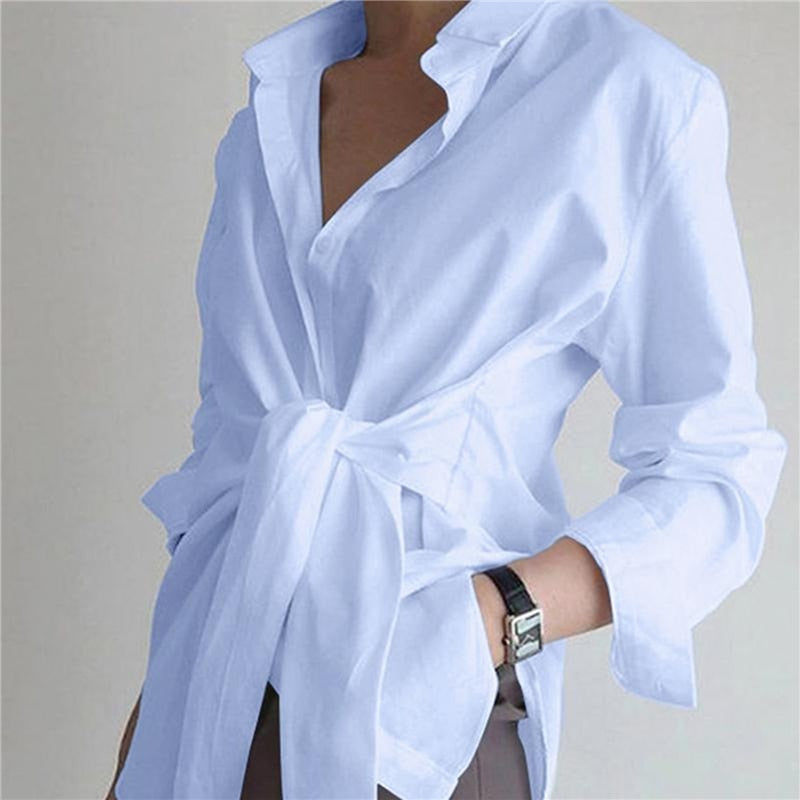 Women New Spring Long Sleeve Lapel Casual Loose Shirts