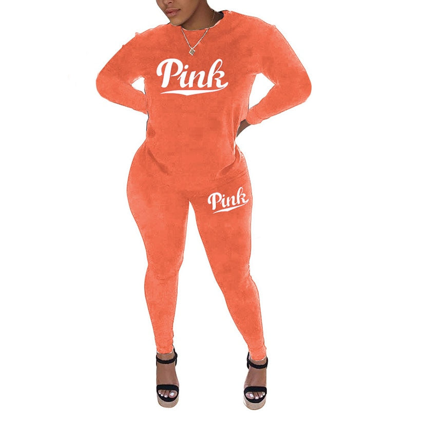 Women Pink Tracksuits Suits Sets