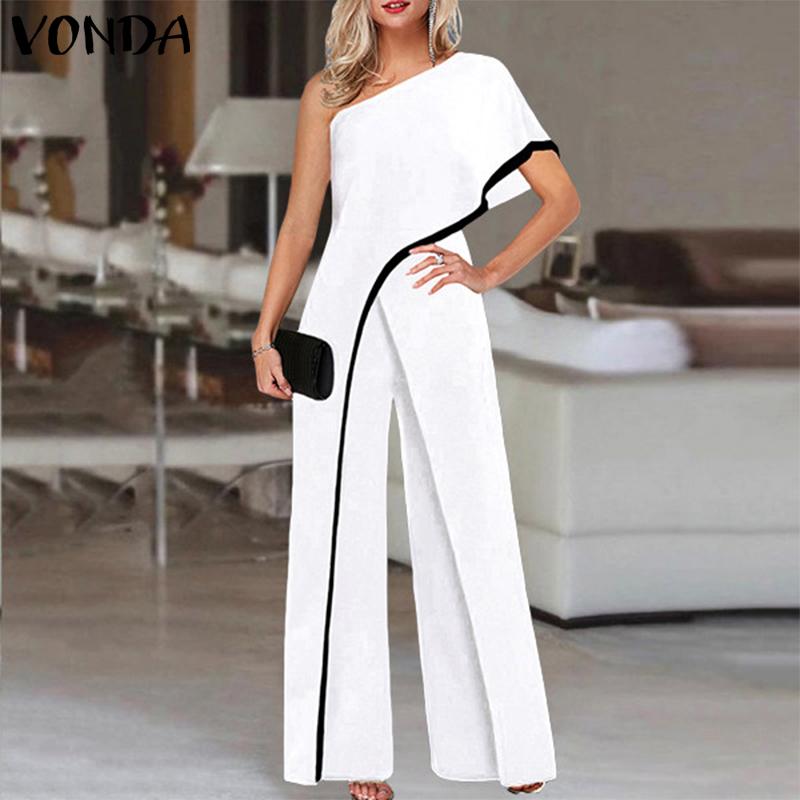 Women Elegant Solid One Shoulder Jumpsuits