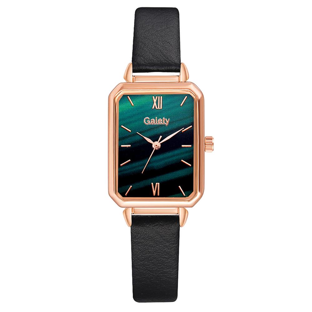 Women Watches Fashion Square Bracelet Set Green Dial Simple Rose Gold Mesh Luxury Women Watches