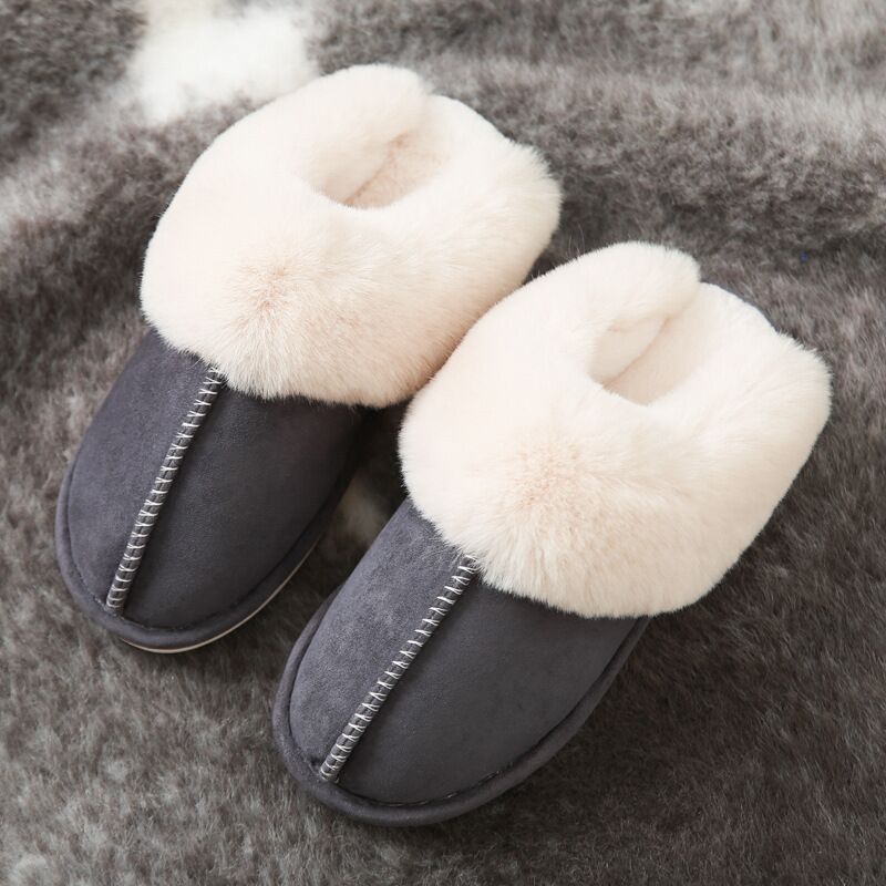 Women Plush warm home flat slippers Lightweight soft comfortable winter slippers