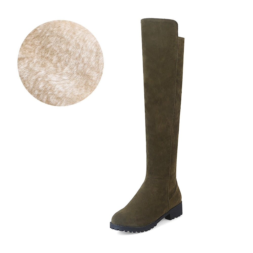 Women Suede Winter Over the Knee Boots