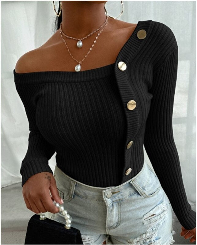 Women Long Sleeve Knitted Sweater