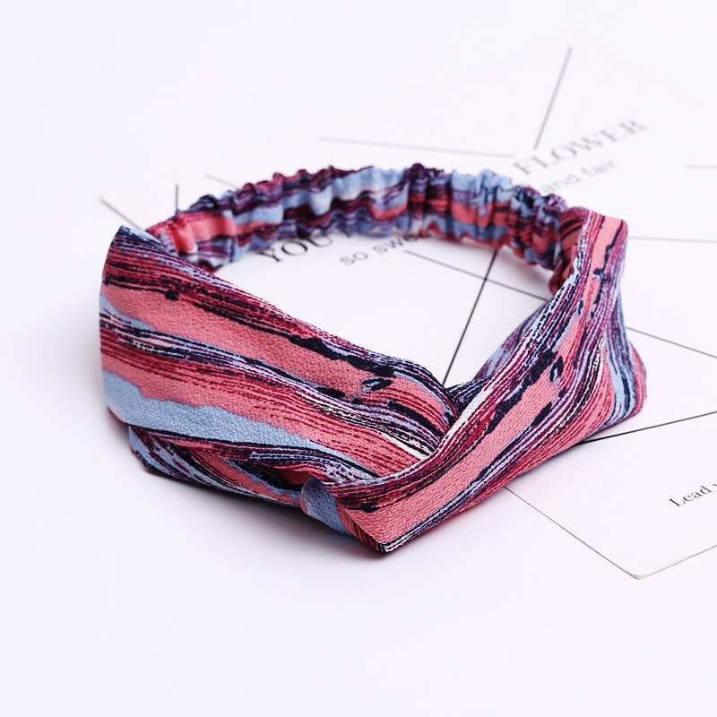 Women Elegant Soft Headband Vintage Cross Knot Elastic Hair Bands Solid