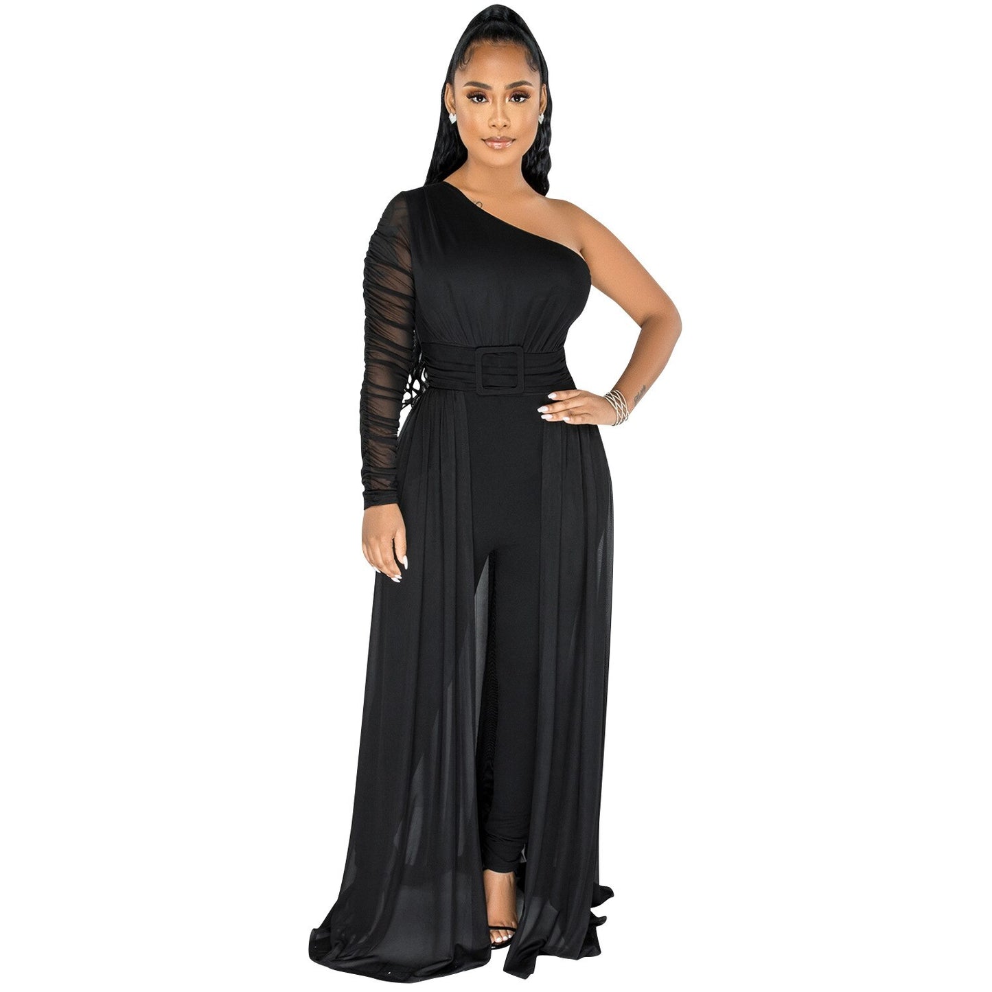 Women New  Off-Shoulder Dresses Style High Waist Jumpsuit  One Sleeve Sexy Playsuit