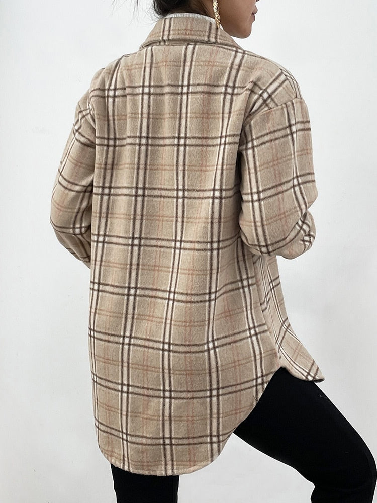 Women Casual Autumn Plaid Shirt