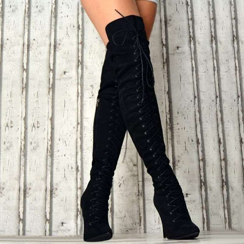 Women thin heel knee high boots