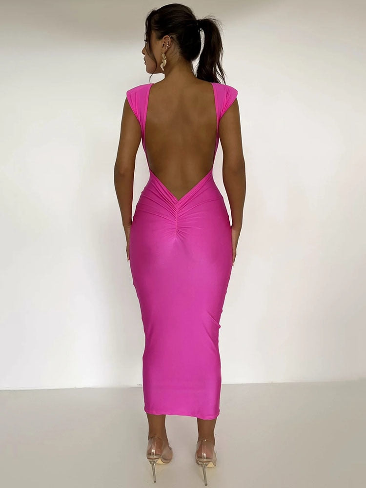 Women Sexy Backless Maxi Party Dress