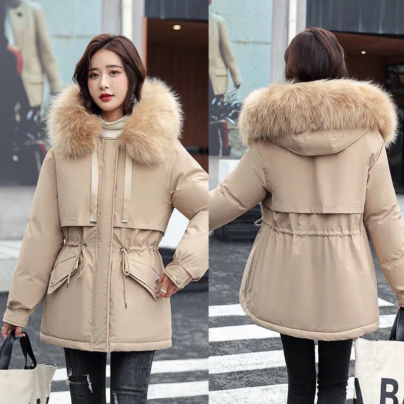 Women New Warm Winter Thick Jacket Coat Hooded Fur Collar Long Wool Liner