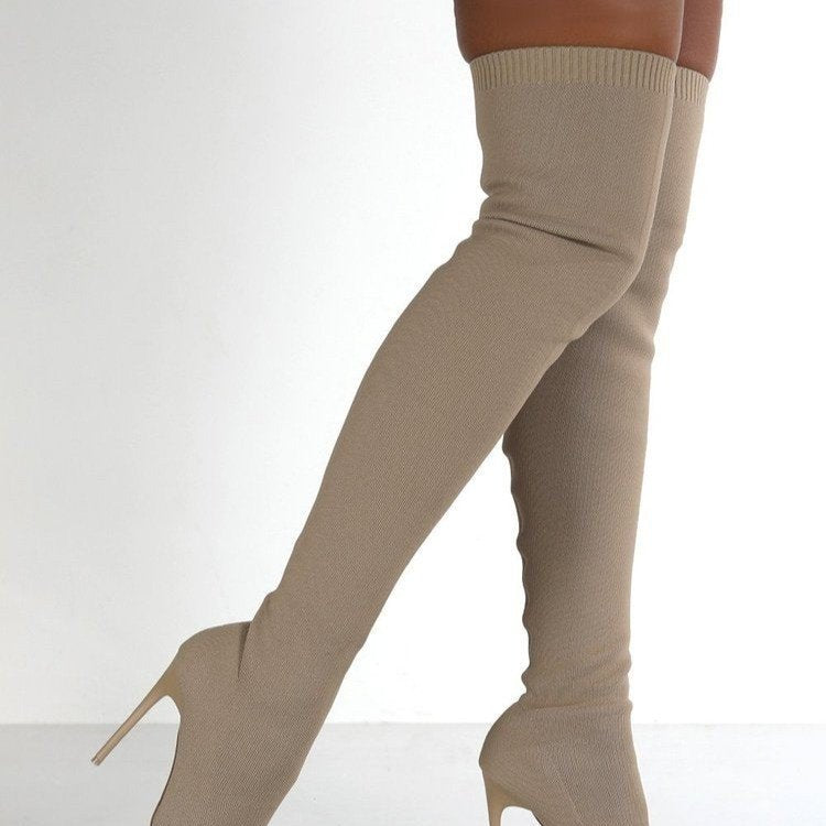 Women Thin Heels Sock Boots