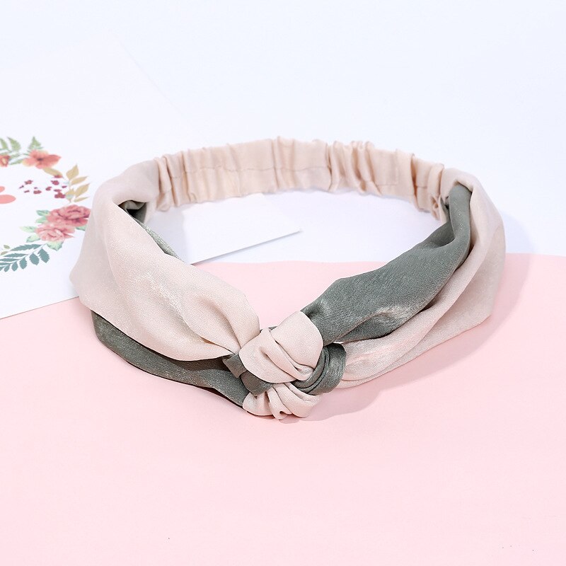 Women Elegant Soft Headband Vintage Cross Knot Elastic Hair Bands Solid