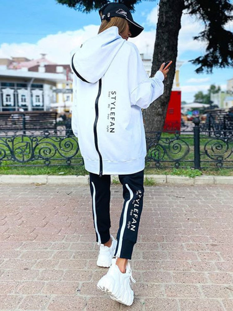 Women Letter Two Piece Sets Tracksuit Oversized Suit Pullover