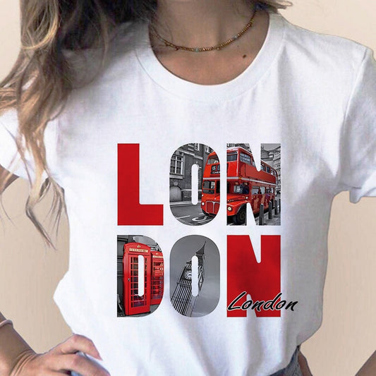 Women Fashion City Printed T-shirt Paris London New York Tokyo Graphic T Shirts Y2k T-shirts