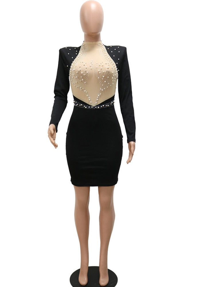 Womens Crystal Beading Mini Dress