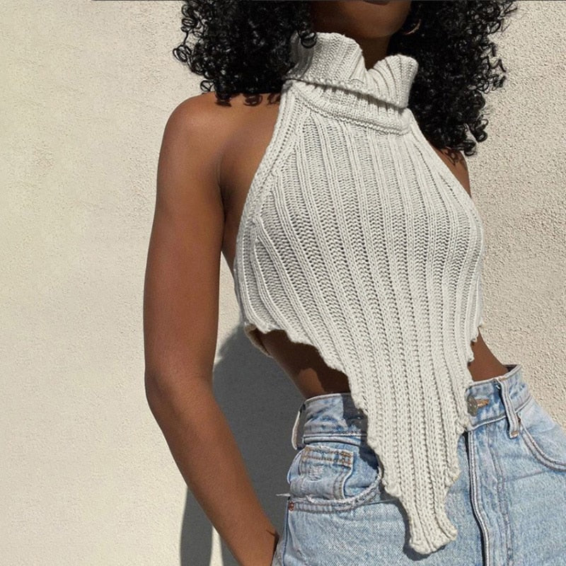 Women Knitted Turtleneck Vest