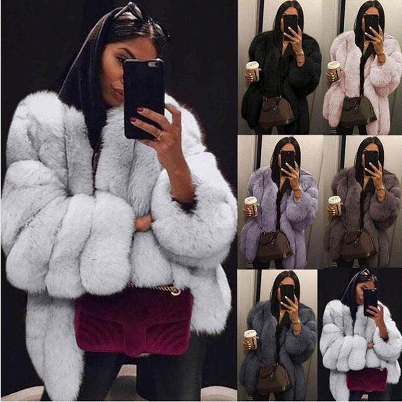 Women Elegant Thick Warm Winter Mink Coats Top Fashion Fur Coat