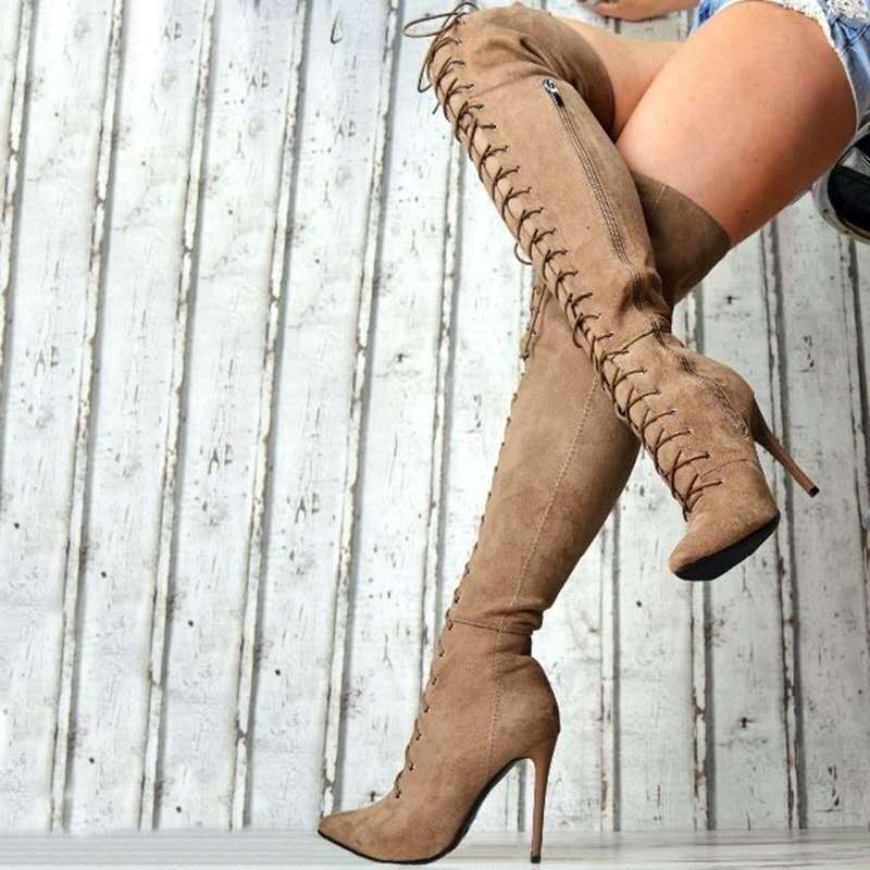 Women thin heel knee high boots