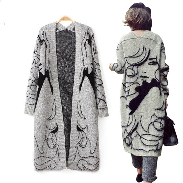 Women Winter Fashion Long Sleeve loose knitting cardigan sweater (size) One Size