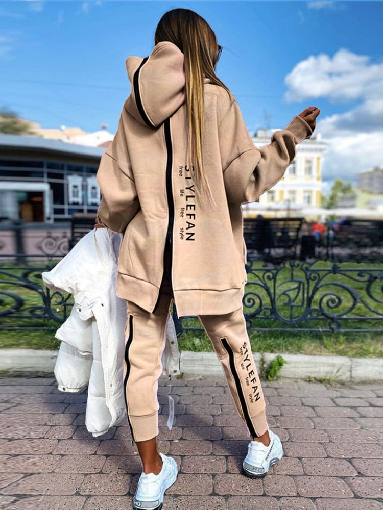 Women Letter Two Piece Sets Tracksuit Oversized Suit Pullover