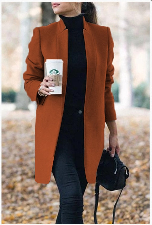 Women Trench Long Coat Autumn Winter