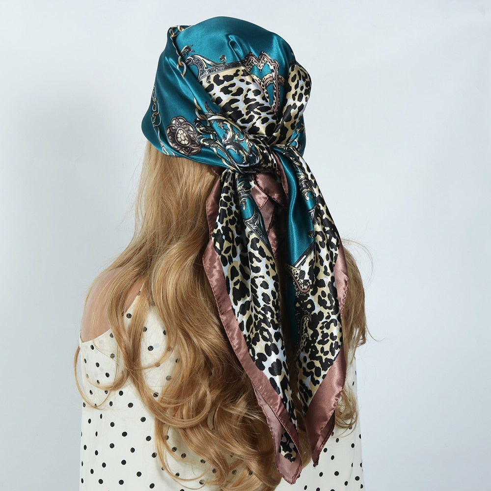 Women Vintage Four Seasons Silk Scarf top Headwraps