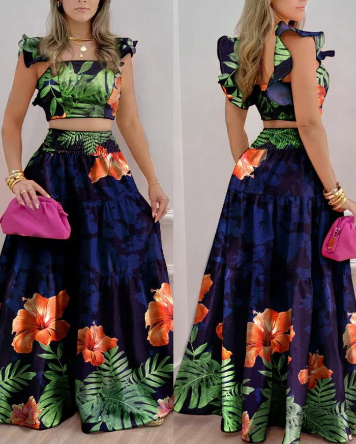 Women Fashion Floral Print Skirt Sets