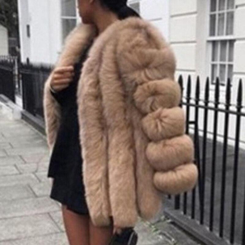 Women Elegant Thick Warm Winter Mink Coats Top Fashion Fur Coat