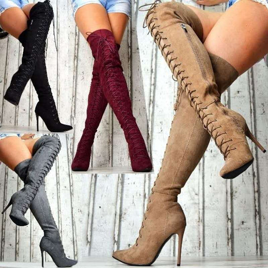 Women thin heel knee high boots