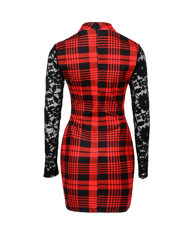 Women Casual Plaid Print Dress