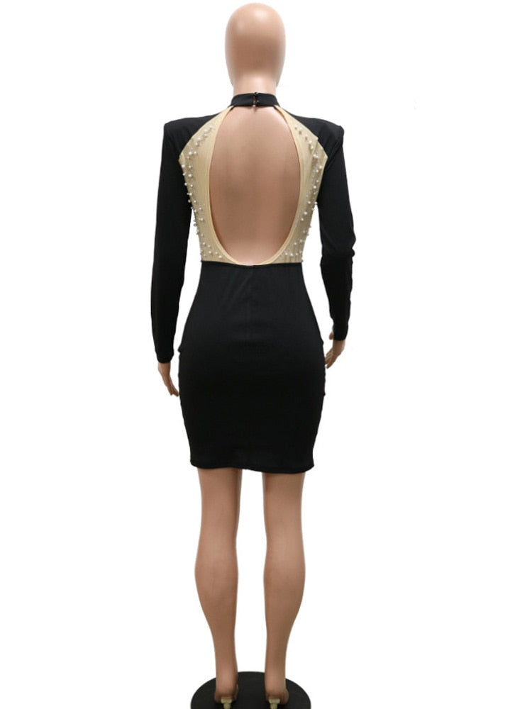 Womens Crystal Beading Mini Dress