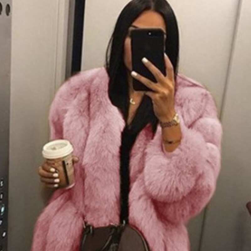 Women Elegant Thick Warm Winter Mink Coats Top Fashion Fur Coat