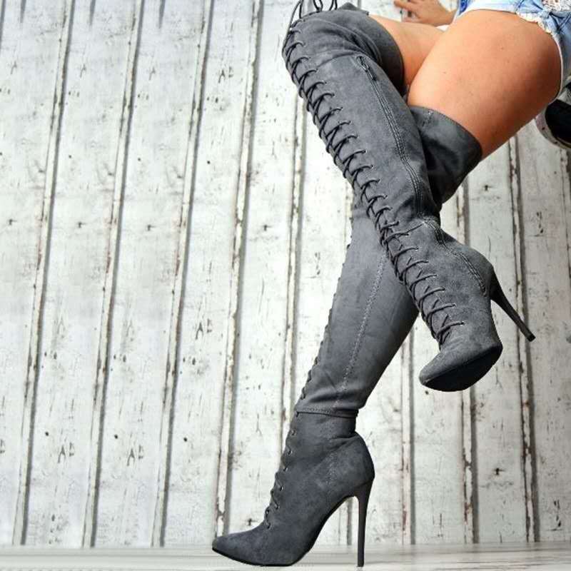 Women thin heel knee high boots