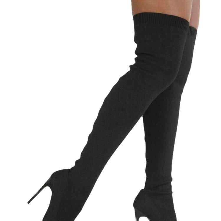 Women Thin Heels Sock Boots