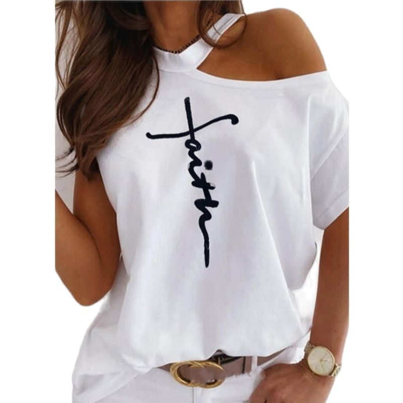 Women One shoulder out Printed T-shirt