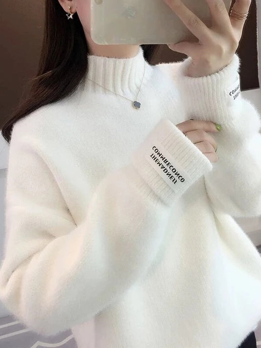 Women Knitted Winter Pullover Turtleneck Long Sleeve Sweater