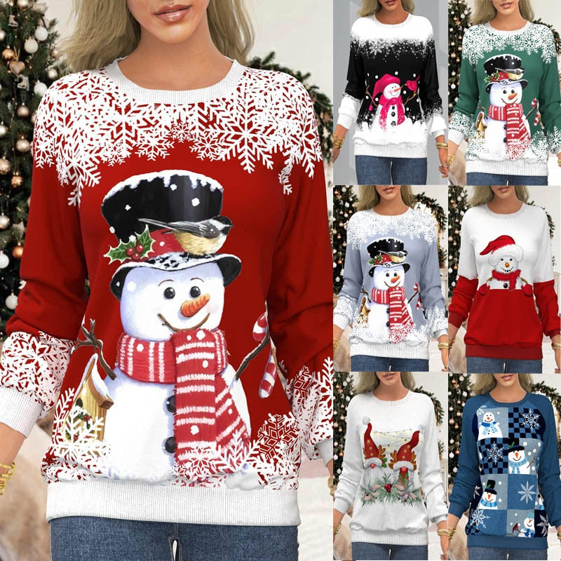 Women Winter Casual Christmas 3D Print Elegant T-shirt