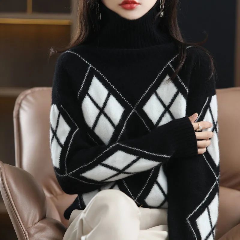 Women Casual Knitted Loose Turtleneck Sweater