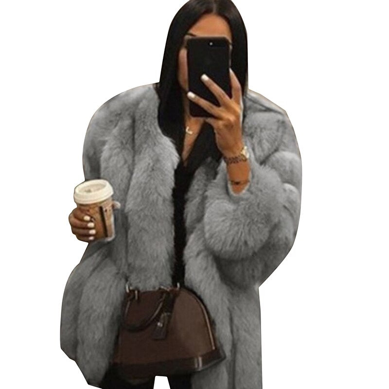 Women Elegant Thick Warm Winter Mink Coats Top Fashion Fur Coat