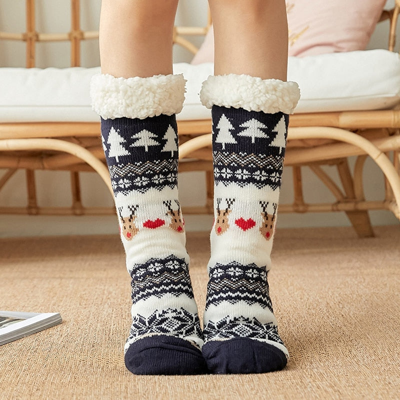 Women New Cute Cotton Thick Warm Winter Christmas Socks