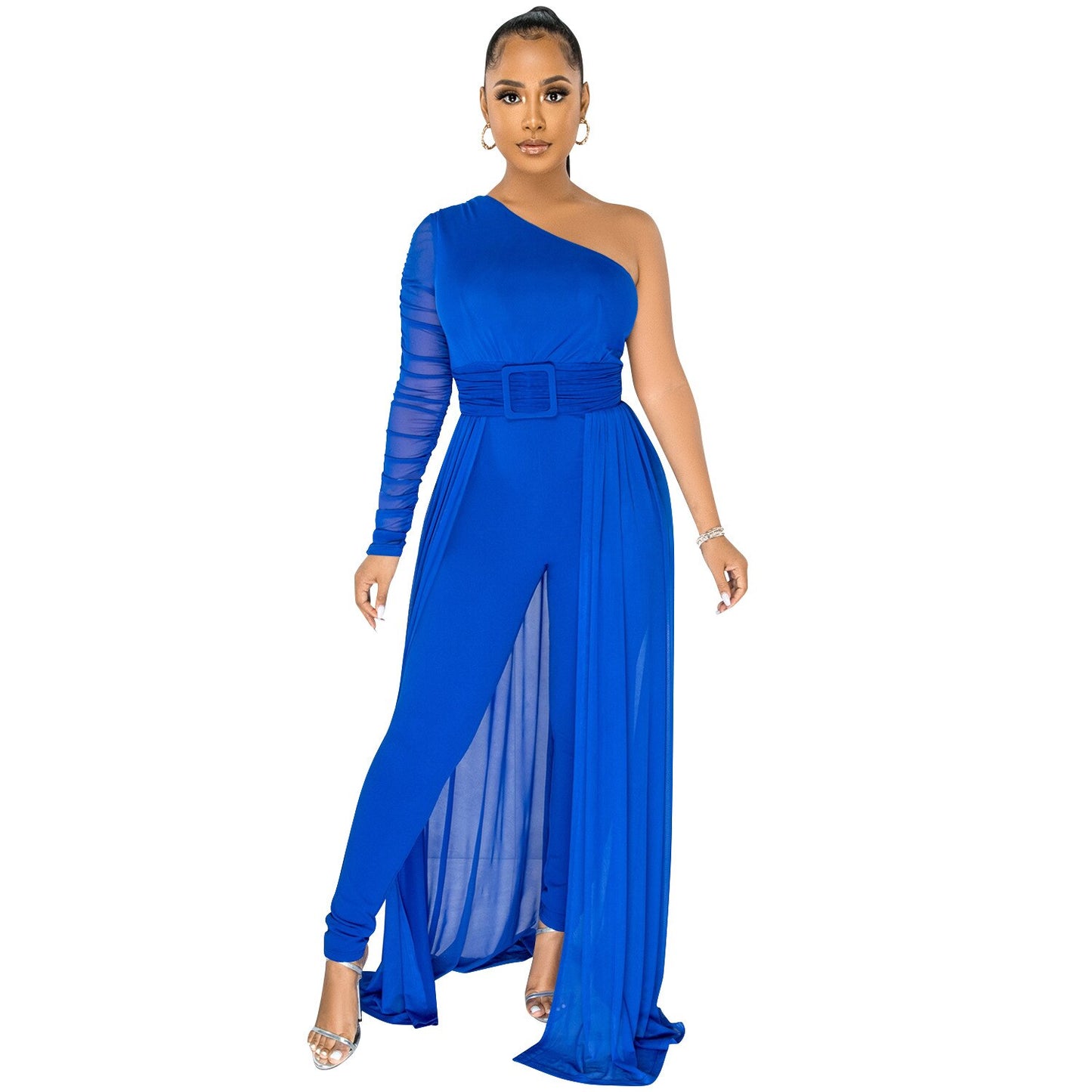 Women New  Off-Shoulder Dresses Style High Waist Jumpsuit  One Sleeve Sexy Playsuit