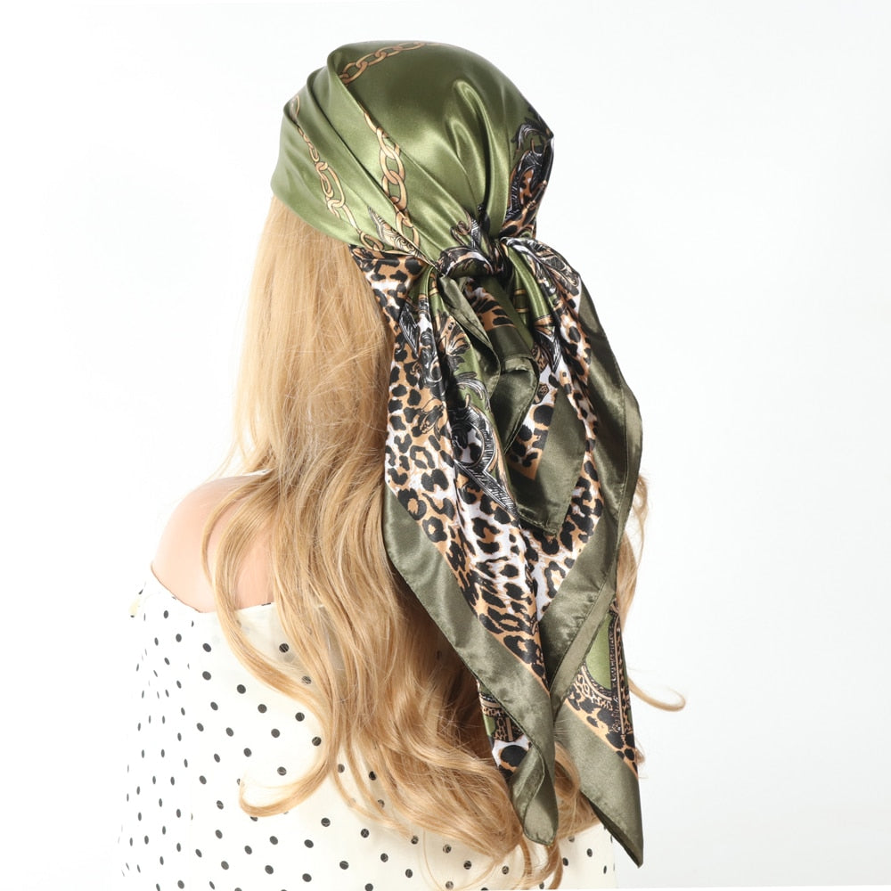 Women Vintage Four Seasons Silk Scarf top Headwraps