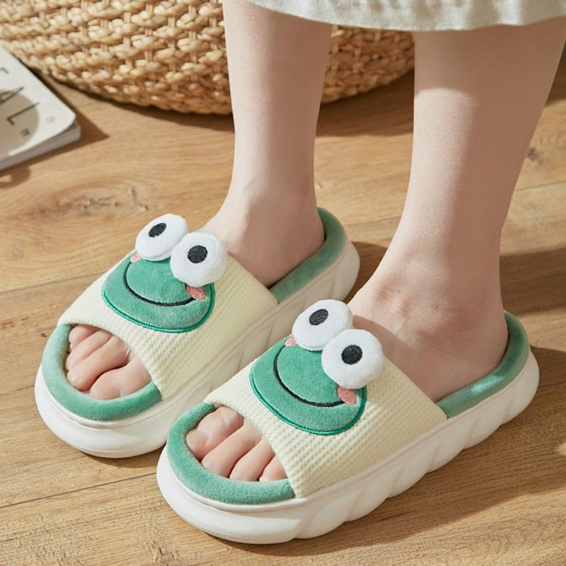 Woman Cartoon Milk Cow House Funny Slippers Shoes