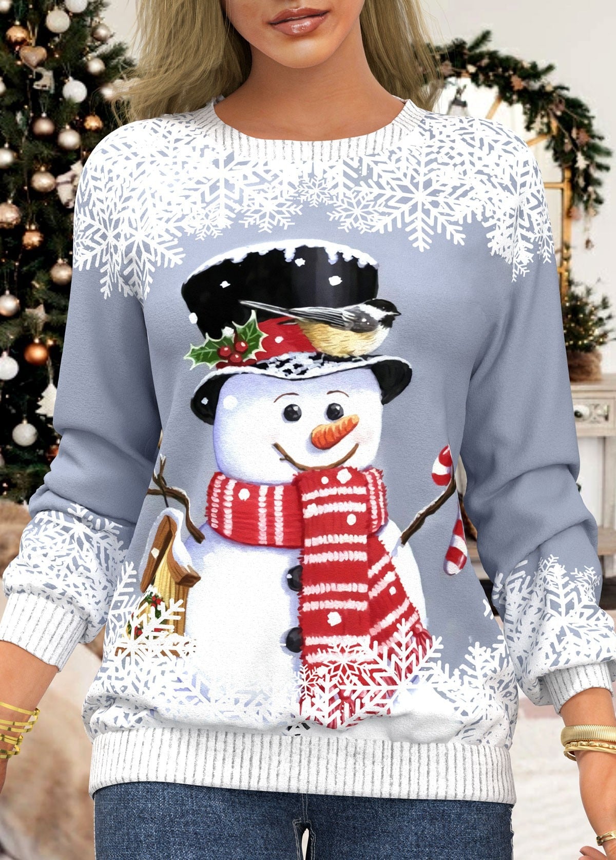 Women Winter Casual Christmas 3D Print Elegant T-shirt