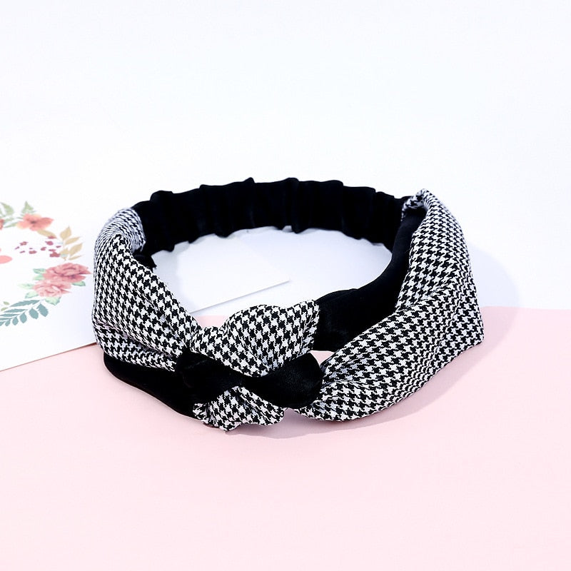 Women Elegant Soft Headband Vintage Cross Knot Elastic Hair Bands Solid