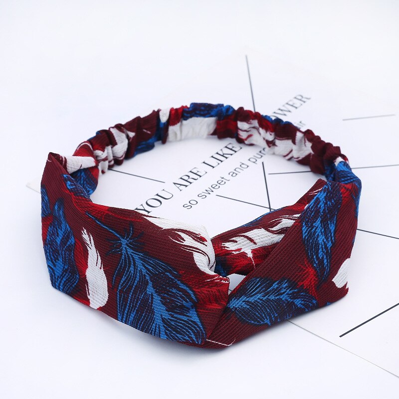 Women Elegant Soft Headband Vintage Cross Knot Elastic Hair Bands Solid