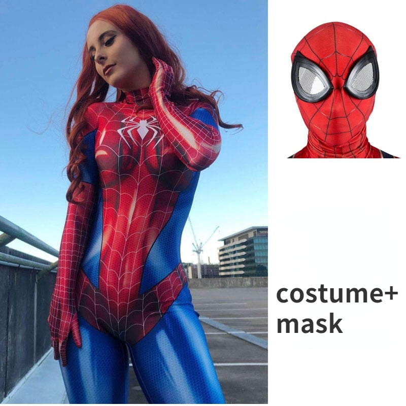 Halloween Spiderman Jumpsuit Costumes Red, Blue and black