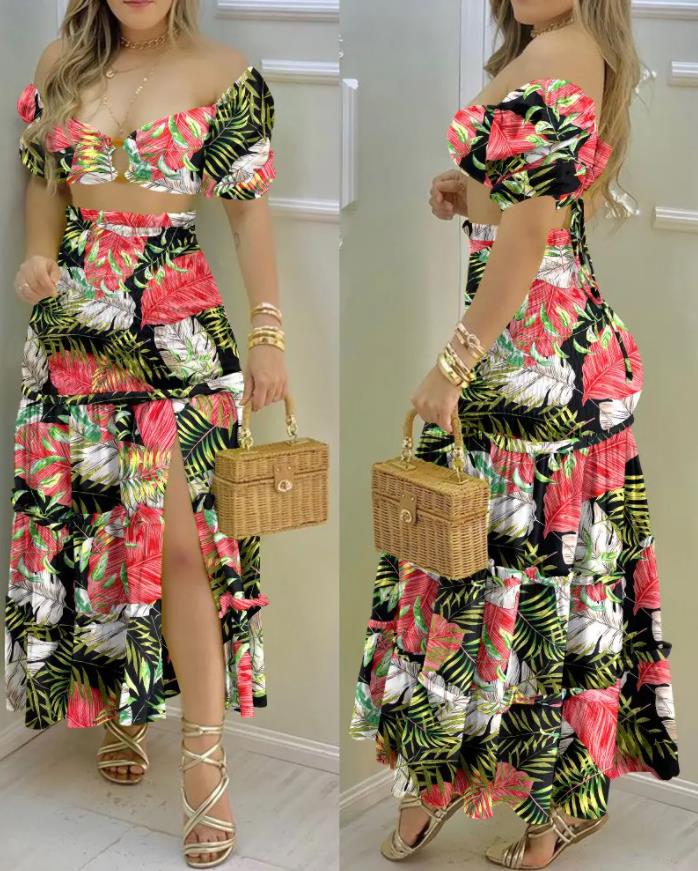 Women Fashion Floral Print Skirt Sets