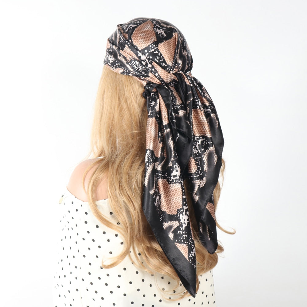 Women Vintage Four Seasons Silk Scarf top Headwraps