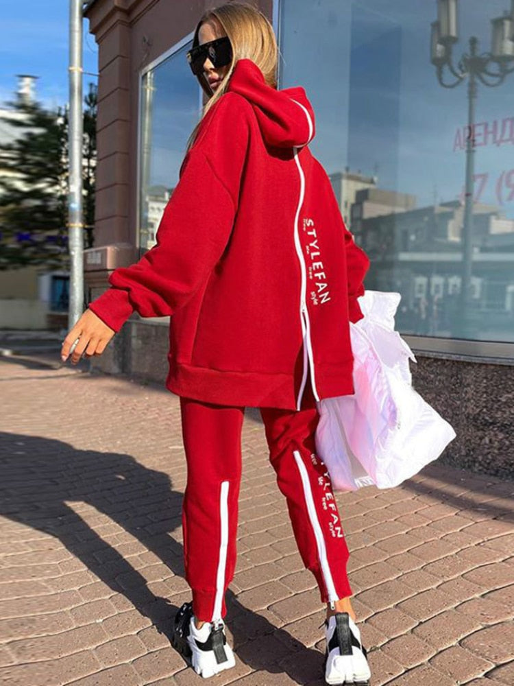 Women Letter Two Piece Sets Tracksuit Oversized Suit Pullover