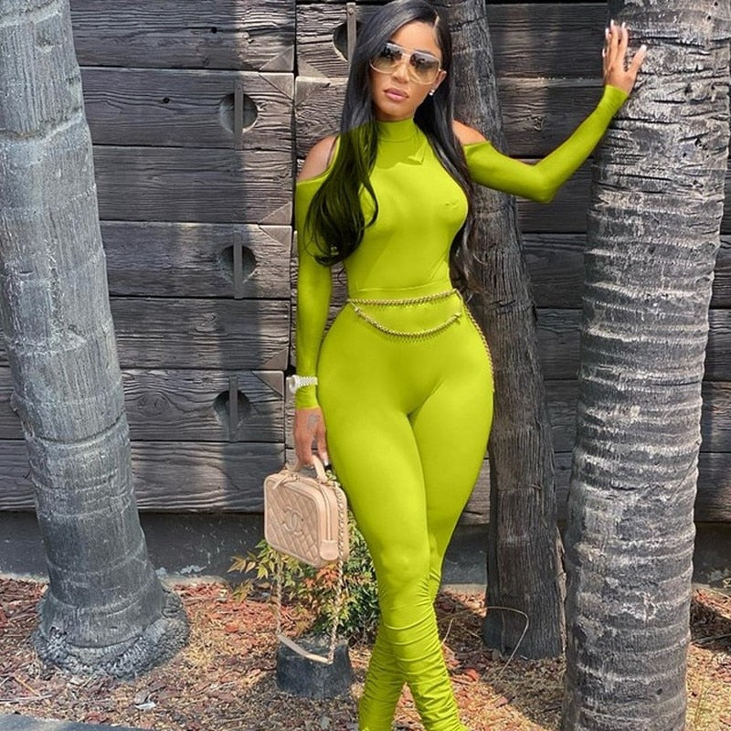 Women Elegant Bodycon Long Sleeve One Piece Jumpsuit